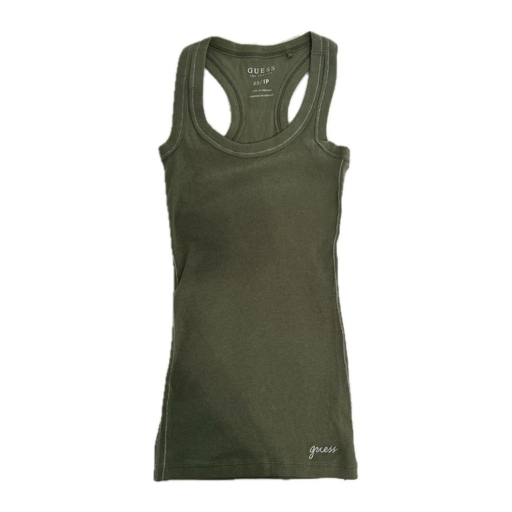 guess : green ribbed tank top